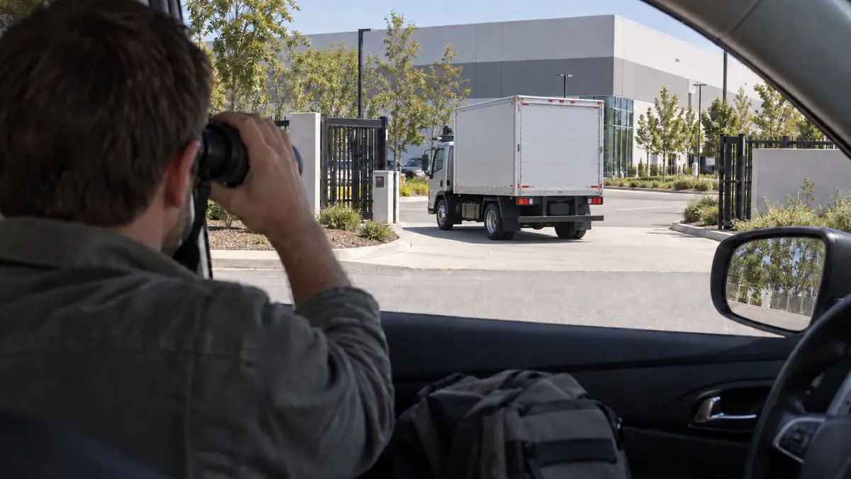 Representative reconstruction of the same autonomous commercial test vehicle returning safely to the company facility